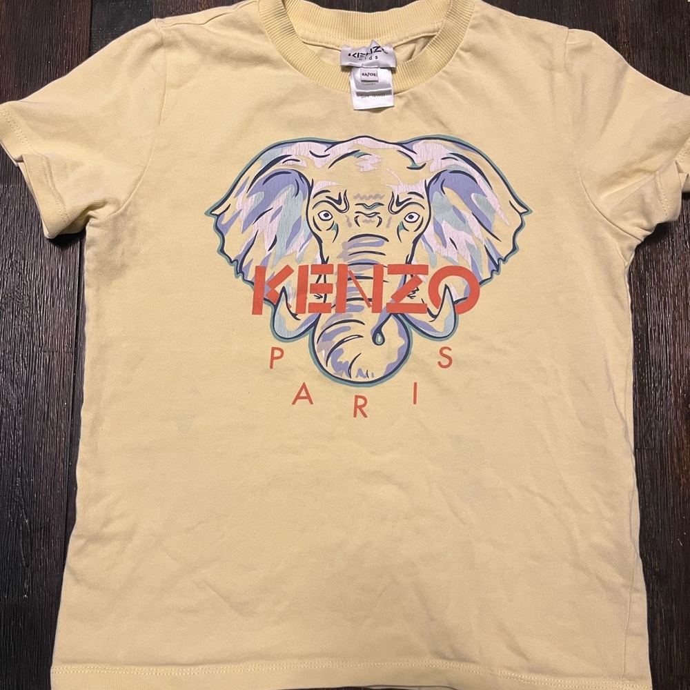 Kenzo Kids Yellow Tee with Elephant Graphic